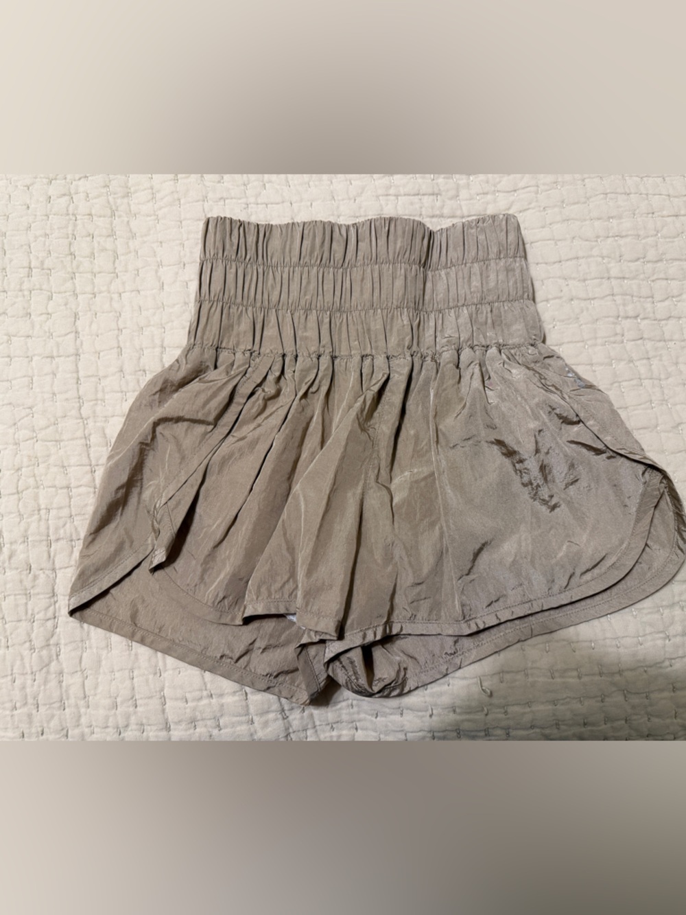 Free People Movement High-Waist Shorts in Taupe, Size XS